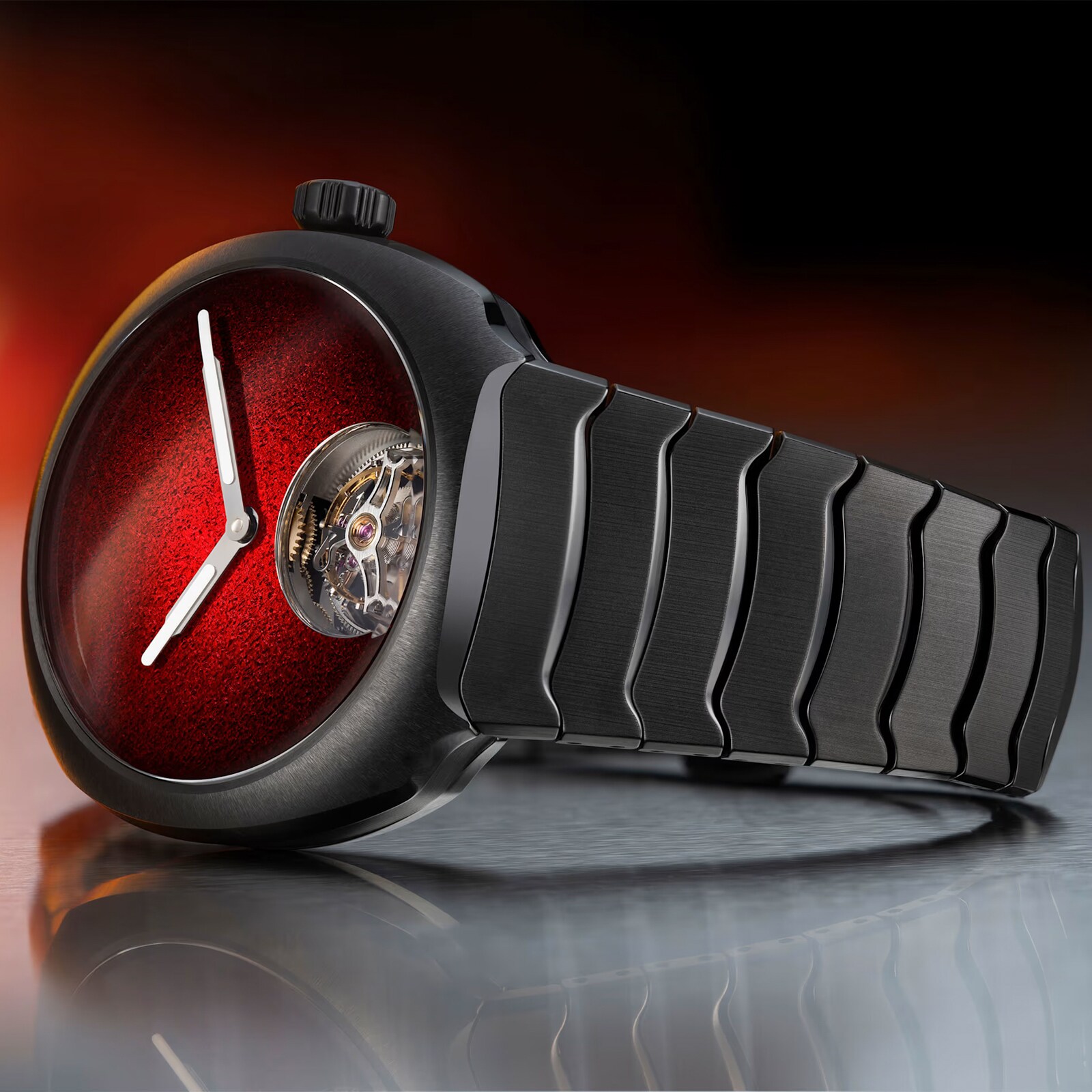 H. Moser & Cie Streamliner Tourbillon Concept Ceramic 40mm Mens Watch Red