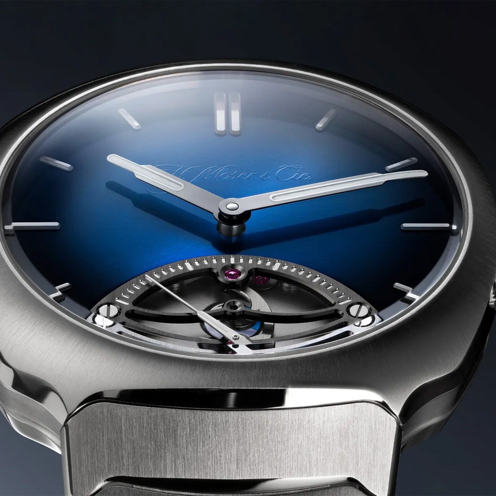 H.Moser & Cie Streamliner Retrograde Seconds 40mm Mens Watch Blue Dial