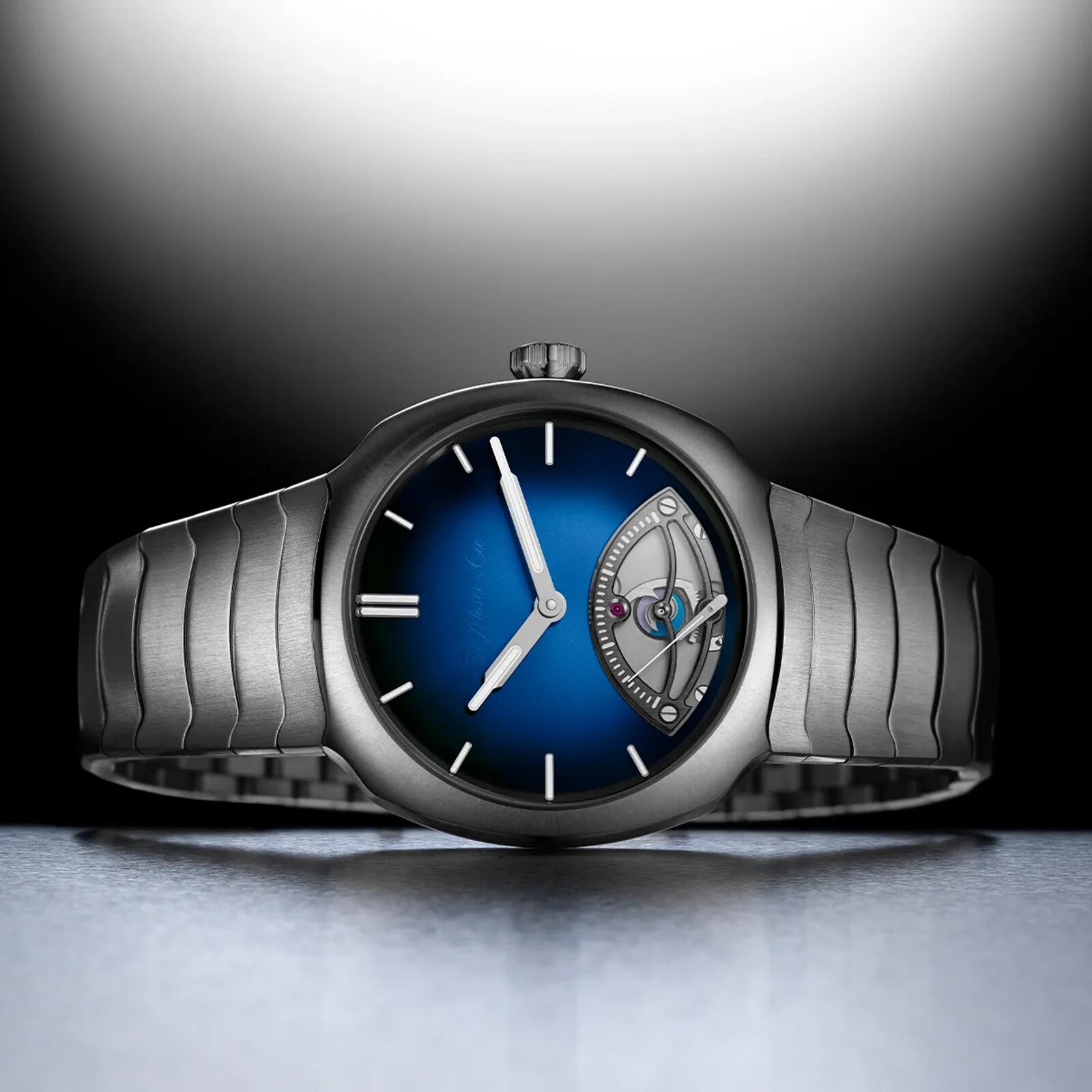 H.Moser & Cie Streamliner Retrograde Seconds 40mm Mens Watch Blue Dial