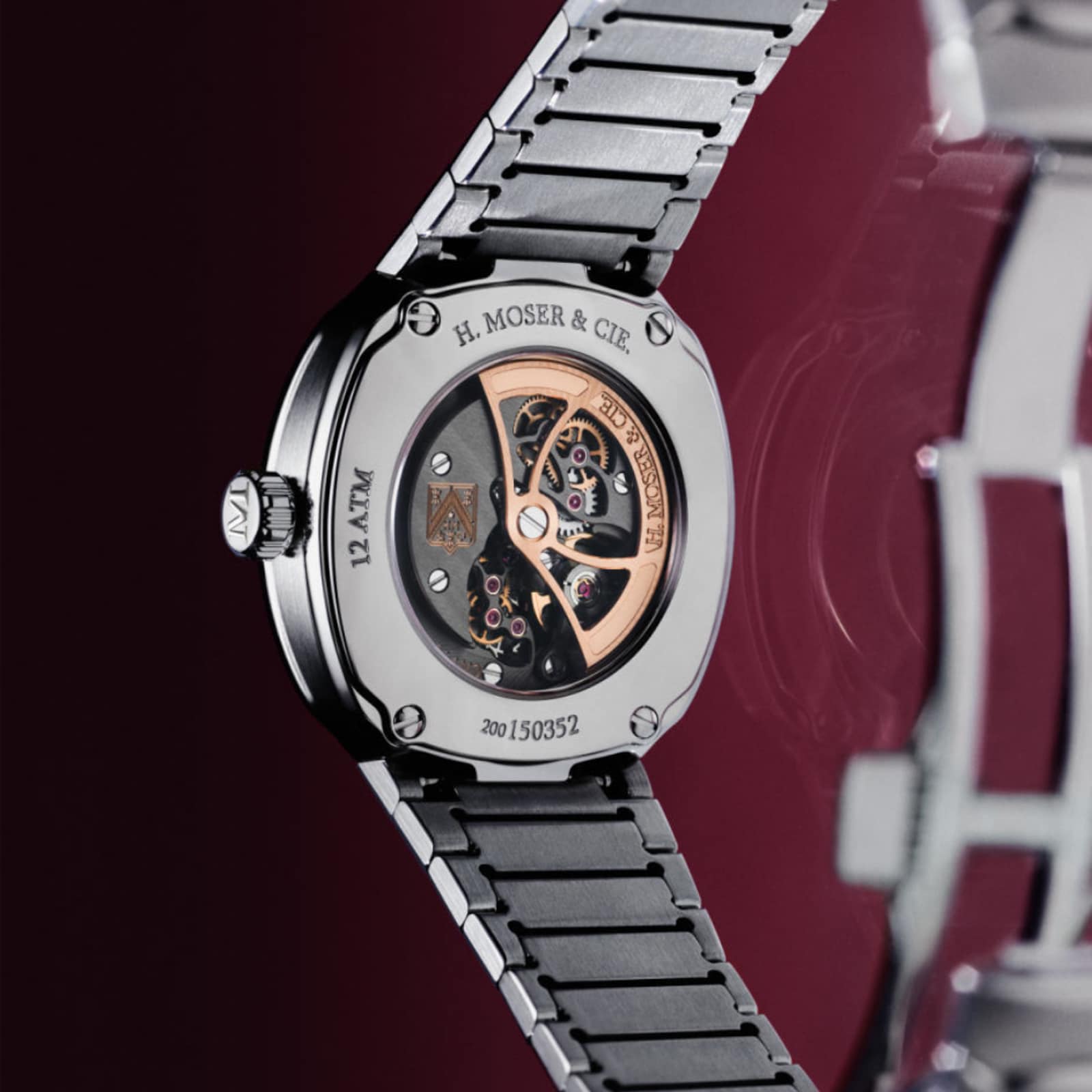 H. Moser & Cie Streamliner Two Hands 28mm Ladies Watch Burgundy