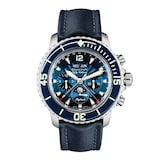 Blancpain Fifty Fathoms Chronographe Flyback Quantieme Complet 45mm Mens Watch Blue
