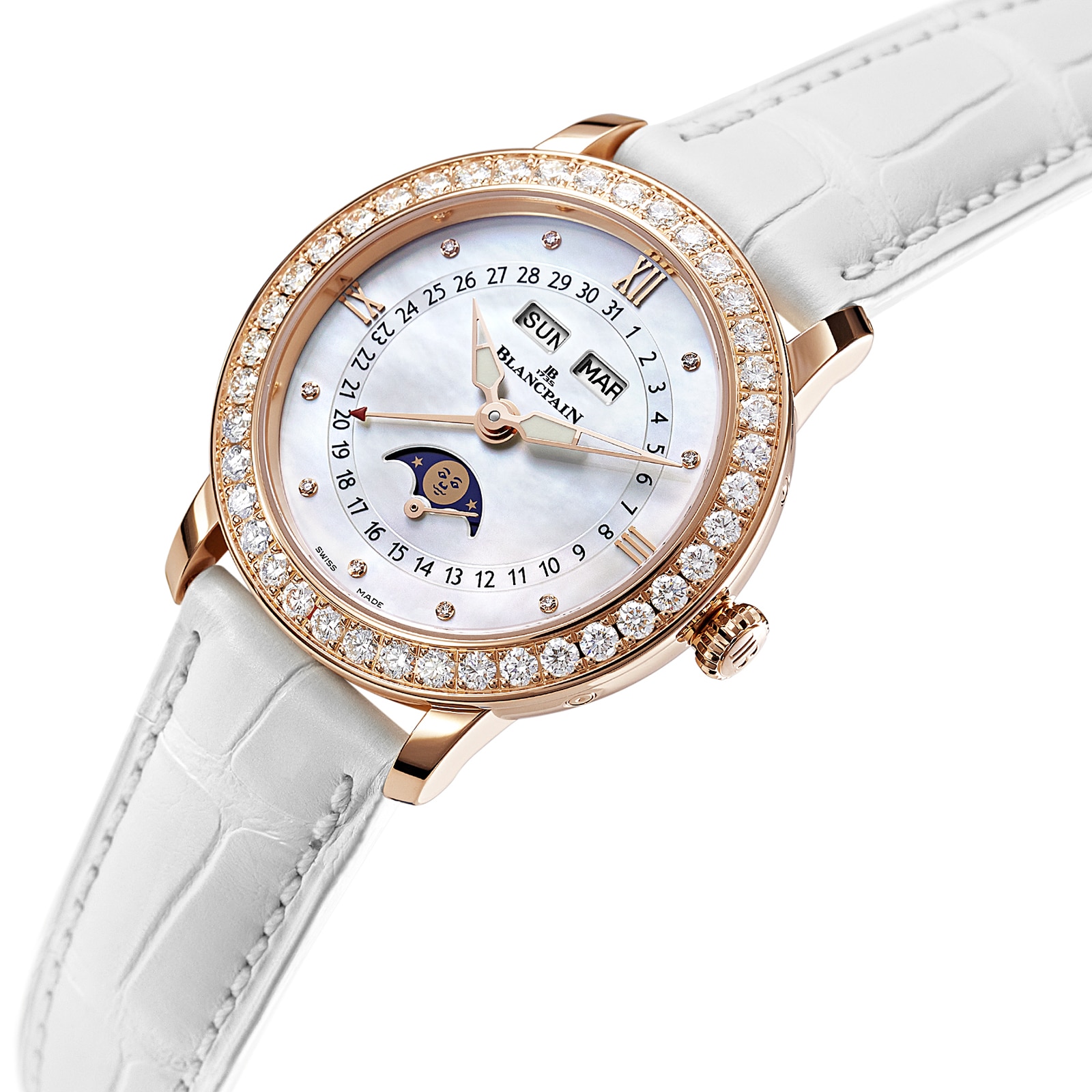 Blancpain Ladybird Quantieme Complet 35mm Ladies Watch Mother Of Pearl
