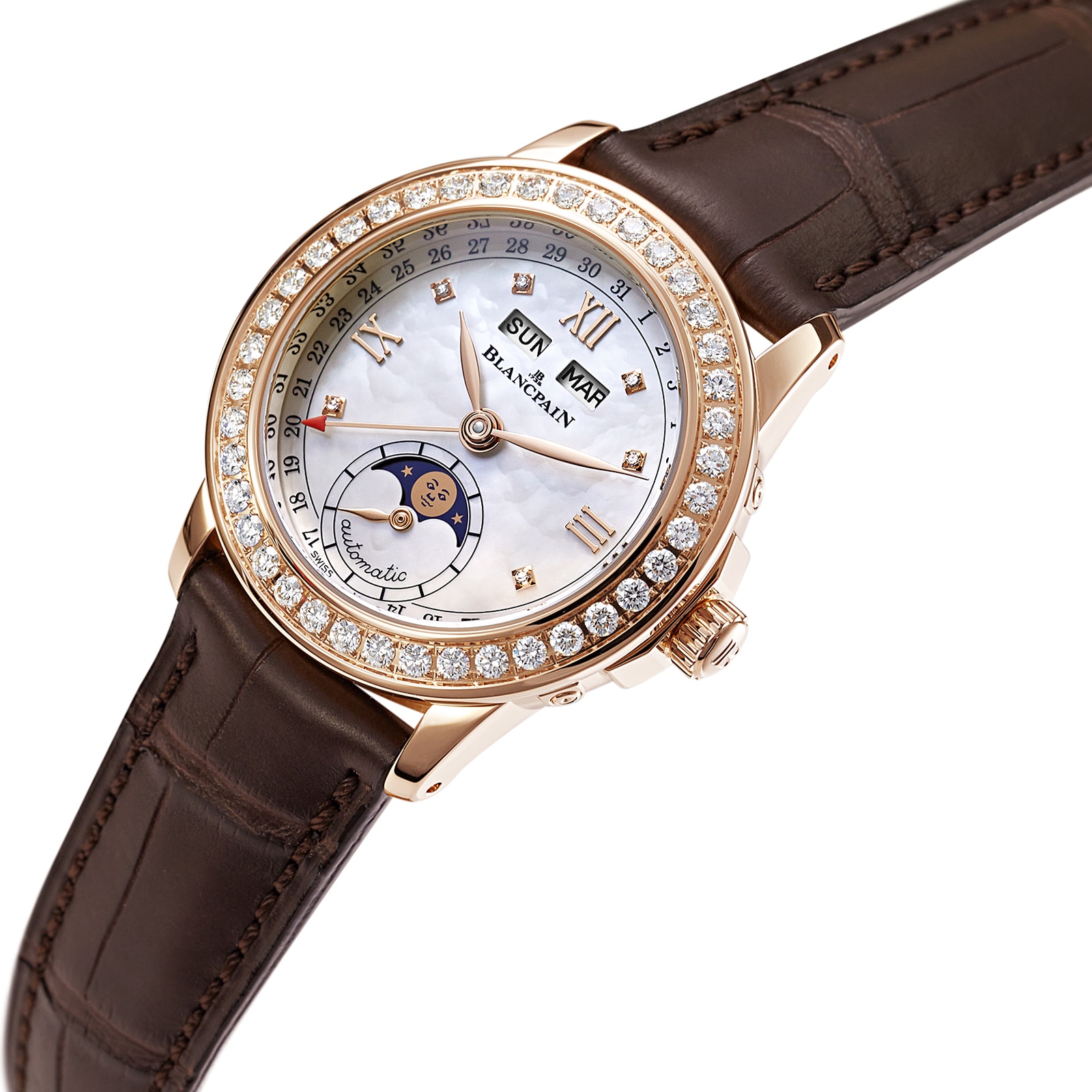 Blancpain Ladybird Quantieme Complet 34mm Ladies Watch Mother Of Pearl
