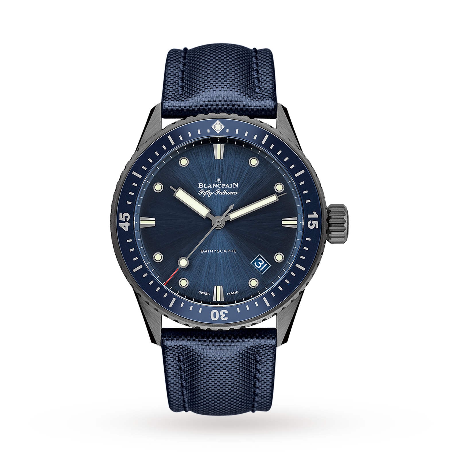 Blancpain Fifty Fathoms Bathyscaphe 43.5mm Mens Watch Blue 5000