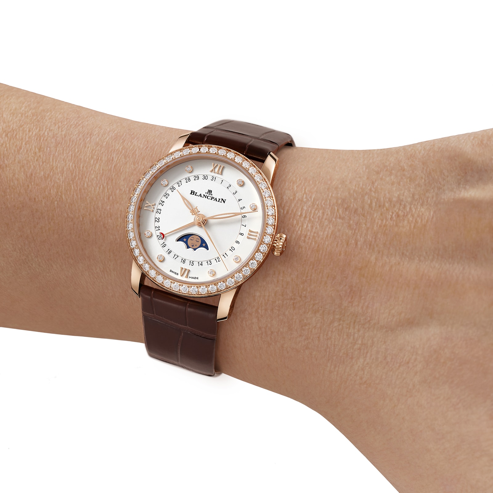 Blancpain Villeret Quantieme Phases de Lune 33mm Ladies Watch White