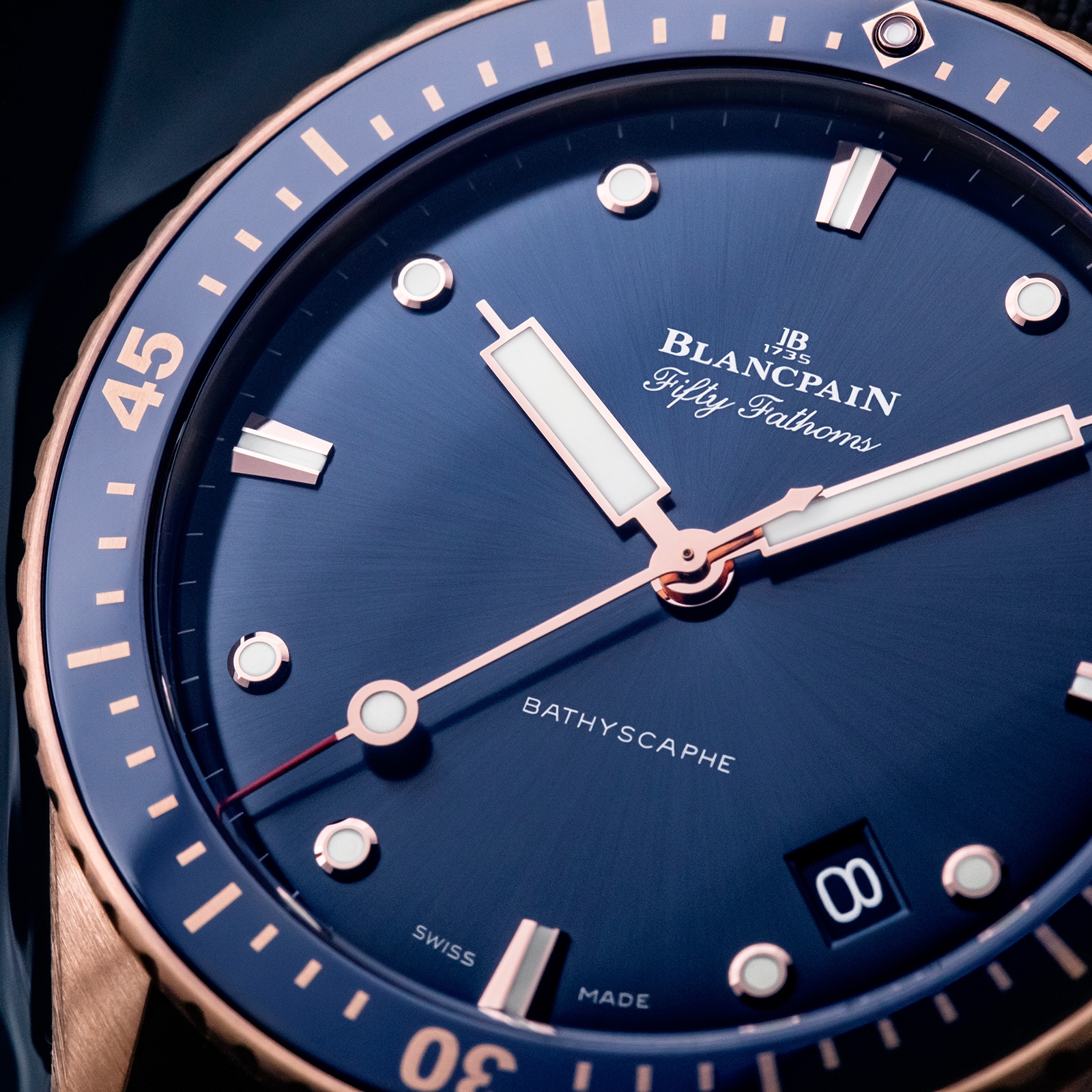 Blancpain Fifty Fathoms Bathyscaphe 43mm Mens Watch Blue 5000