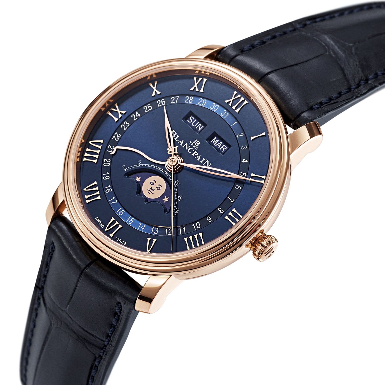 Blancpain Villeret Quantieme Complet 40mm Mens Watch Blue 6654