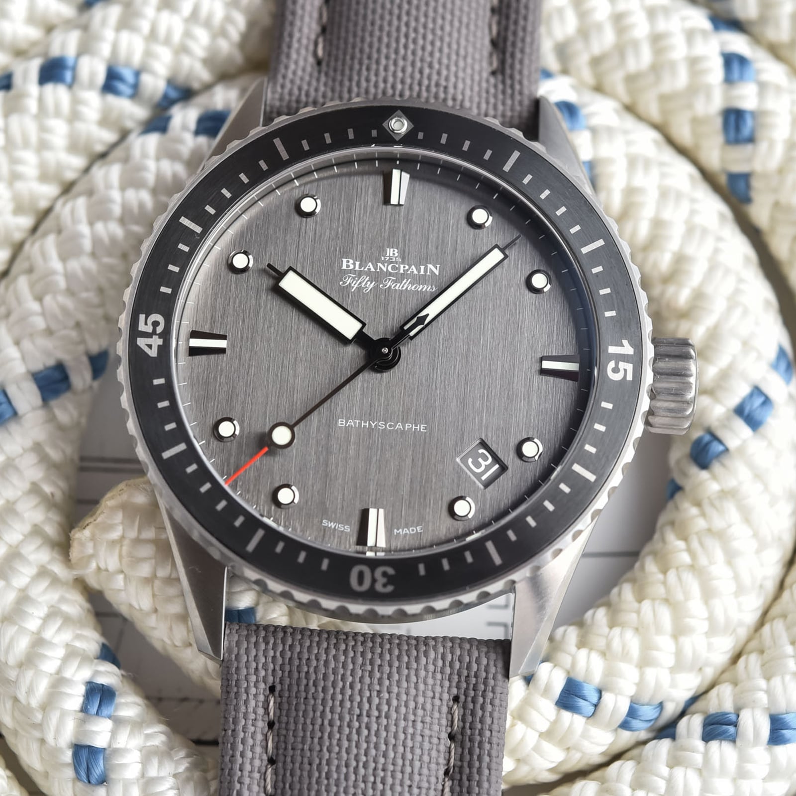 Blancpain Fifty Fathoms Bathyscaphe 43mm Mens Watch Grey Blancpain Fifty Fathoms Bathyscaphe 43mm Mens Watch Grey