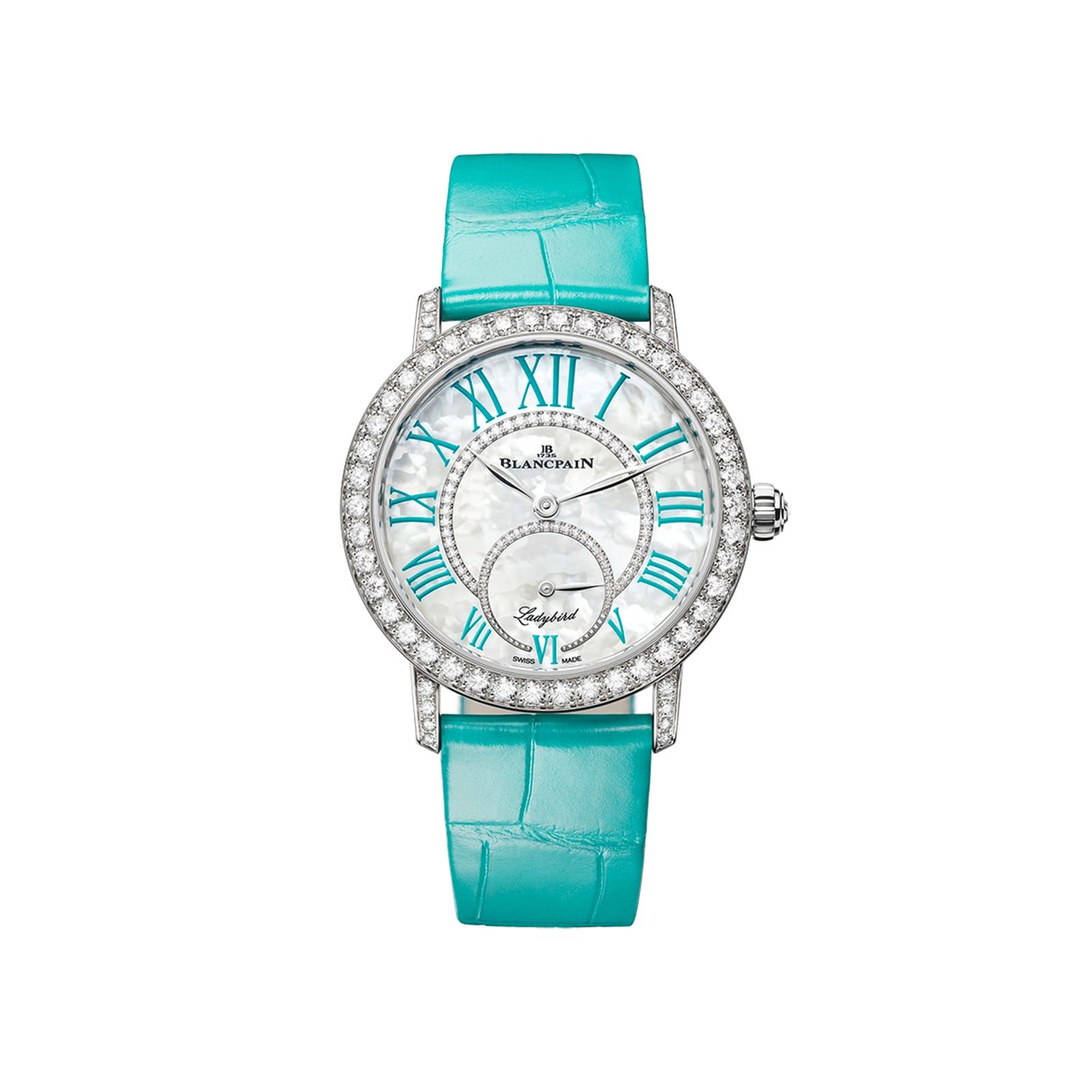 Blancpain Ladybird Colours 34.9mm 18ct White Gold Ladies Watch Turquoise