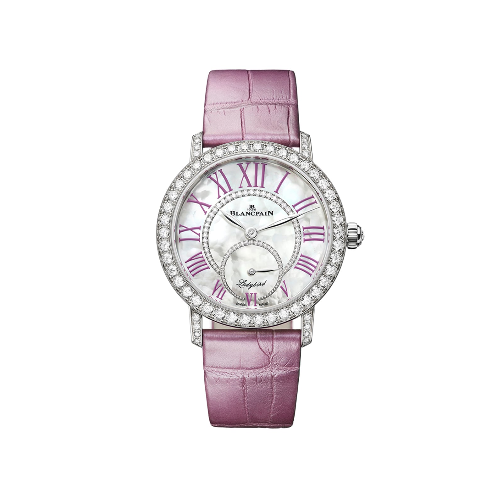 Blancpain Ladybird Colours 34.9mm 18ct White Gold Ladies Watch Lilac 3661 1954 55A Watches Of Switzerland UK