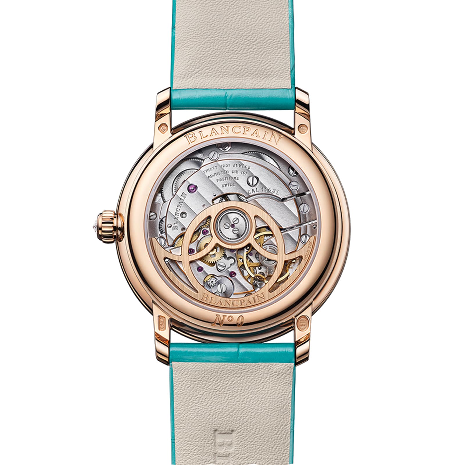 Blancpain Ladybird Colours Phases de Lune 34.9mm 18ct Red Gold Ladies Watch Turquoise