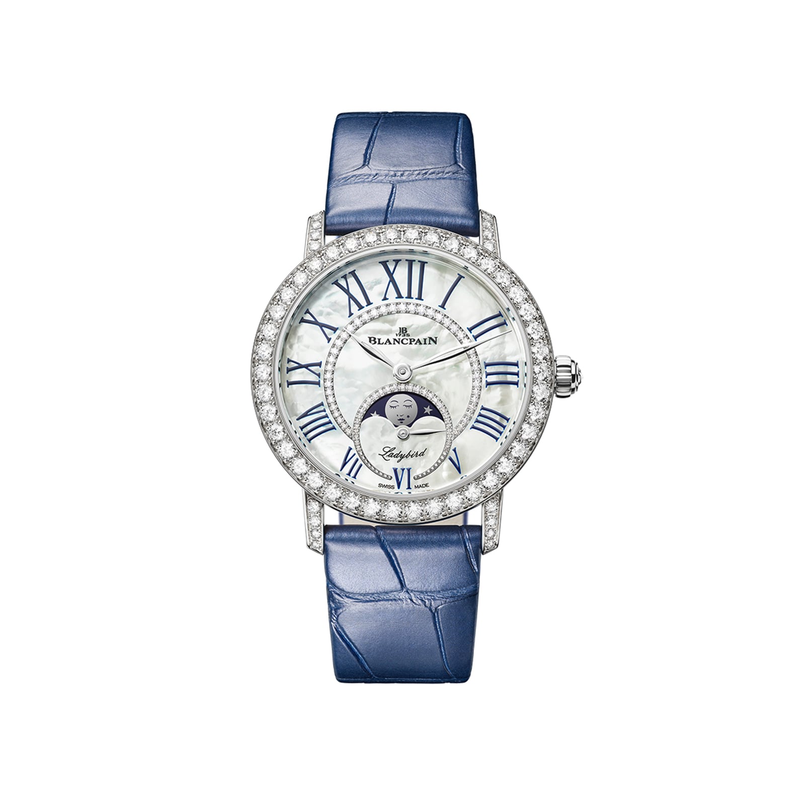 Blancpain Ladybird Colours Phases de Lune 34.9mm 18ct White Gold Ladies Watch Midnight Blue Blancpain Ladybird Colours Phases de Lune 34.9mm 18ct White Gold Ladies Watch Midnight Blue