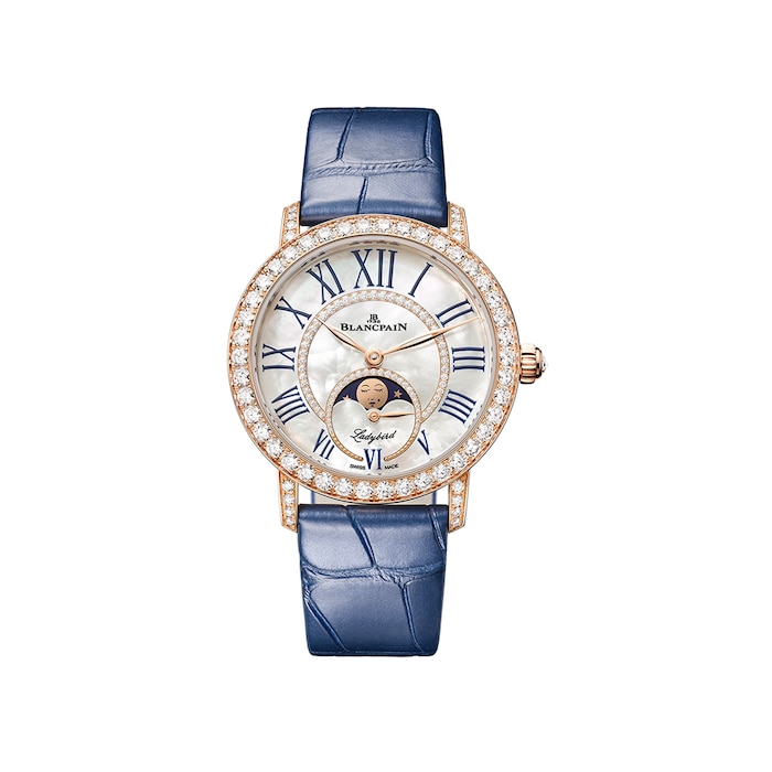 Blancpain Ladybird Colours Phases de Lune 34.9mm 18ct Red Gold Ladies Watch Midnight Blue