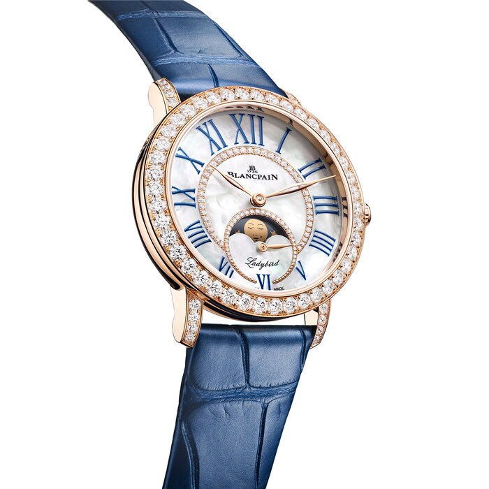 Blancpain Ladybird Colours Phases de Lune 34.9mm 18ct Red Gold Ladies Watch Midnight Blue