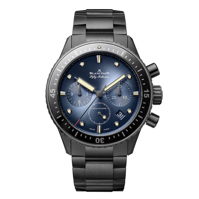 Blancpain Fifty Fathoms Bathyscaphe 43.5mm Mens Watch Blue Ceramic