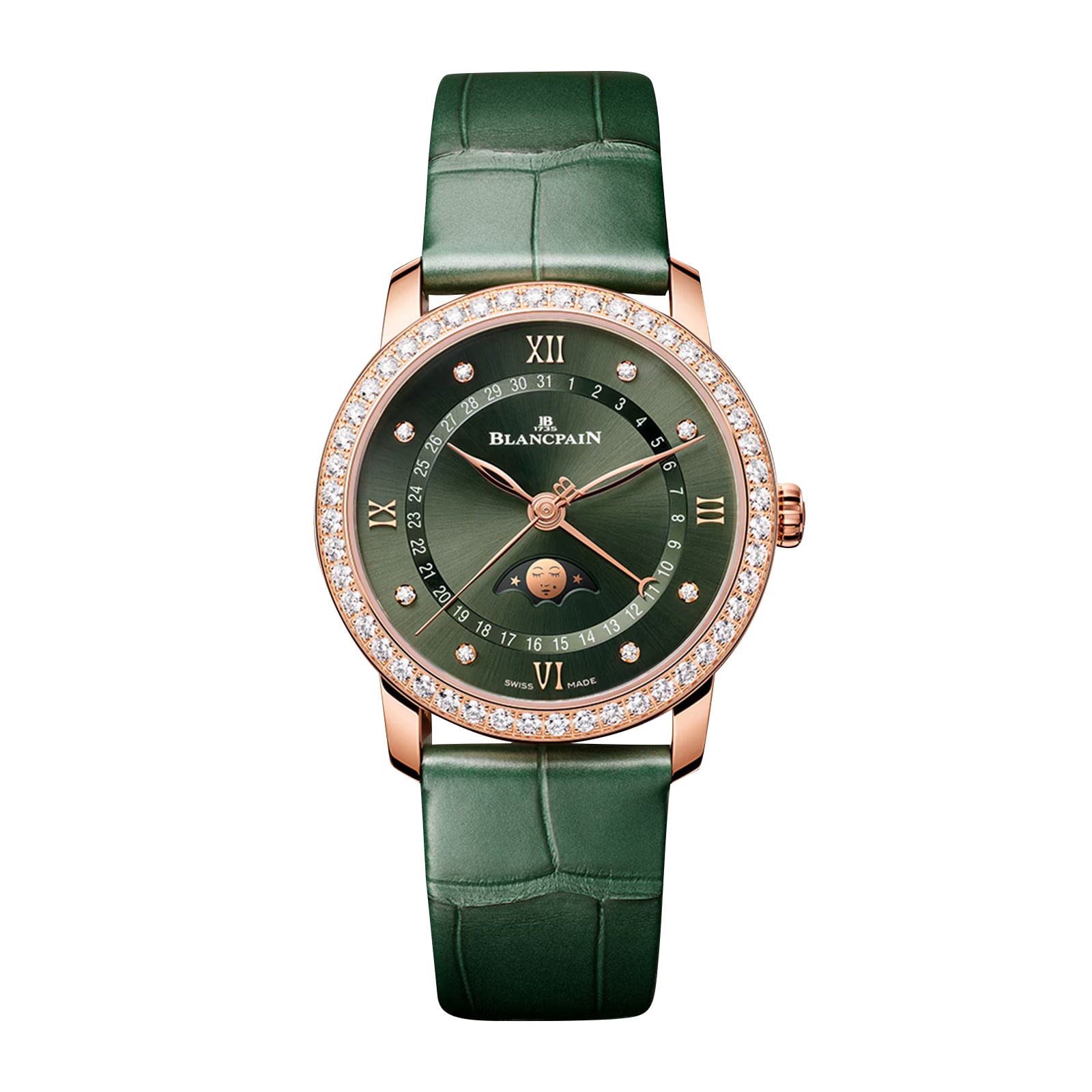 Blancpain Villeret Quantieme Phases de Lune 33mm Ladies Watch Green Blancpain Villeret Quantieme Phases de Lune 33mm Ladies Watch Green