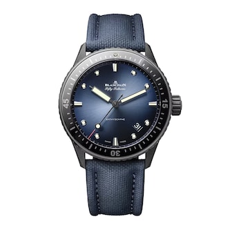 Blancpain Fifty Fathoms Bathyscaphe 43.5mm Mens Watch Blue Canvas