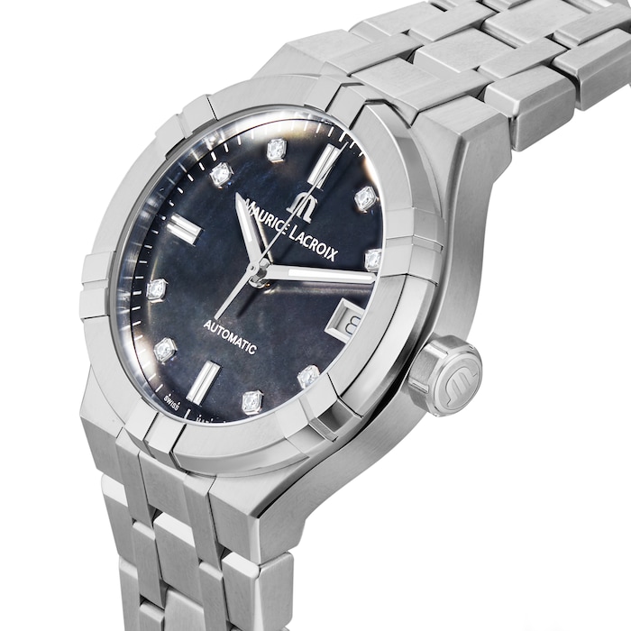 Maurice Lacroix Aikon Automatic Date 35mm Ladies Watch Black Mother Of Pearl