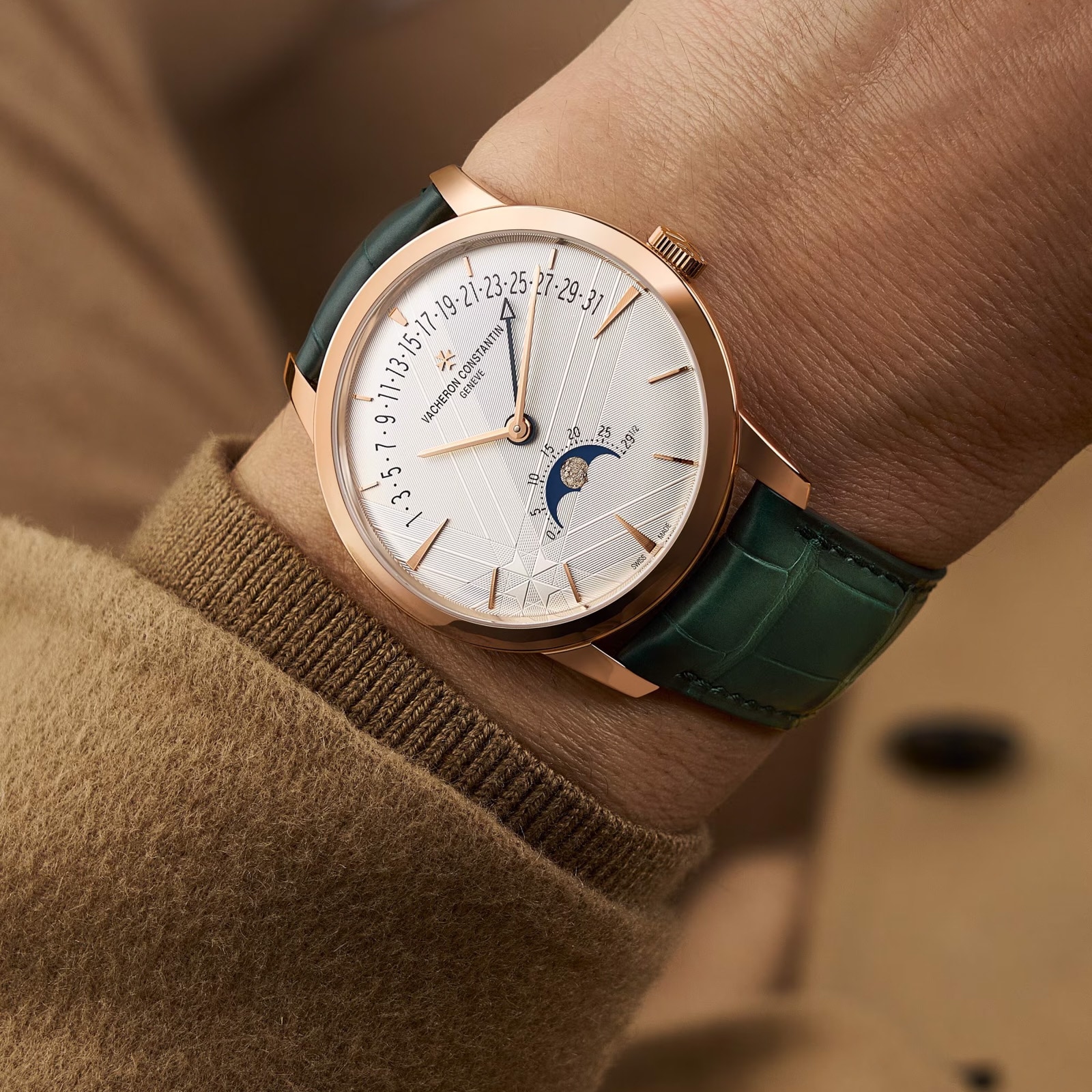 Vacheron Constantin Patrimony Moon Phase Retrograde Date 42.5mm Watch Pink Gold