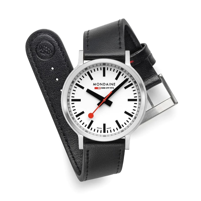 Mondaine Stop2Go 41mm Mens Watch White