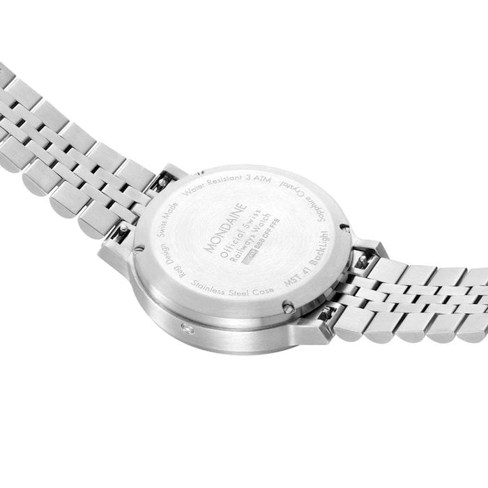 Mondaine Stop2Go 41mm Mens Watch White Stainless Steel