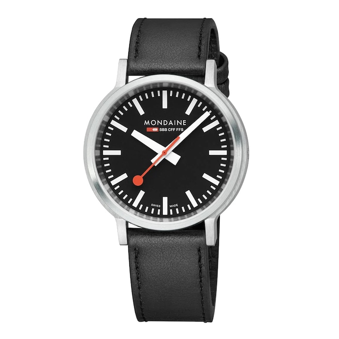 Mondaine Stop2Go 41mm Mens Watch Black