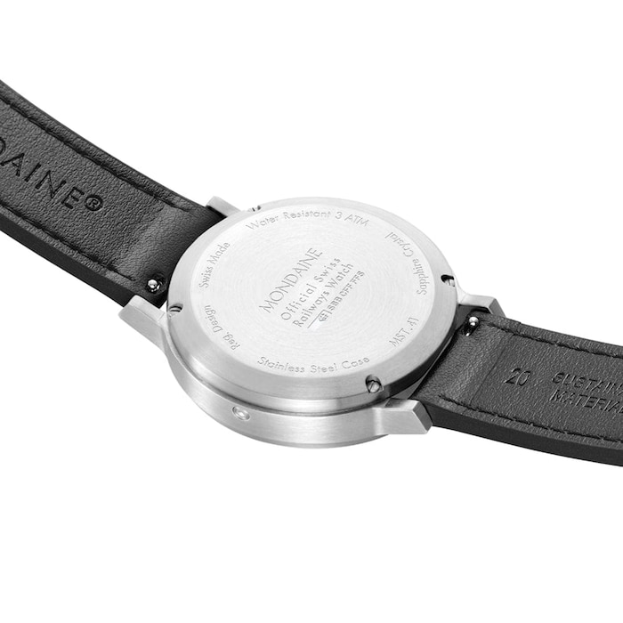 Mondaine Stop2Go 41mm Mens Watch Black