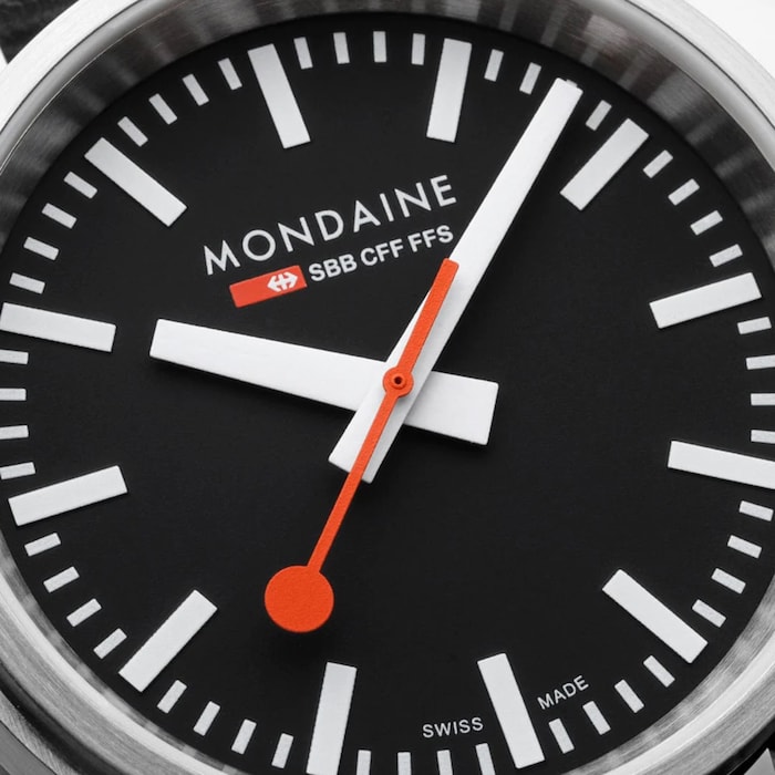 Mondaine Stop2Go 41mm Mens Watch Black