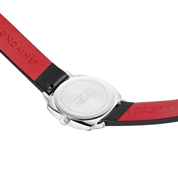 Mondaine Petite Cushion 31mm Ladies Watch White Black Strap