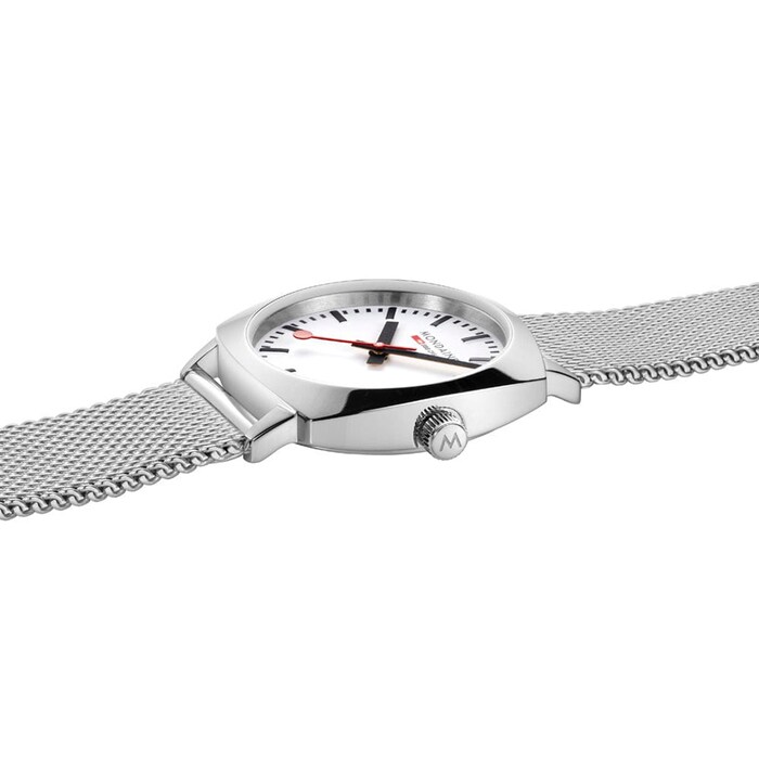 Mondaine Petite Cushion 31mm Ladies Watch White Stainless Steel