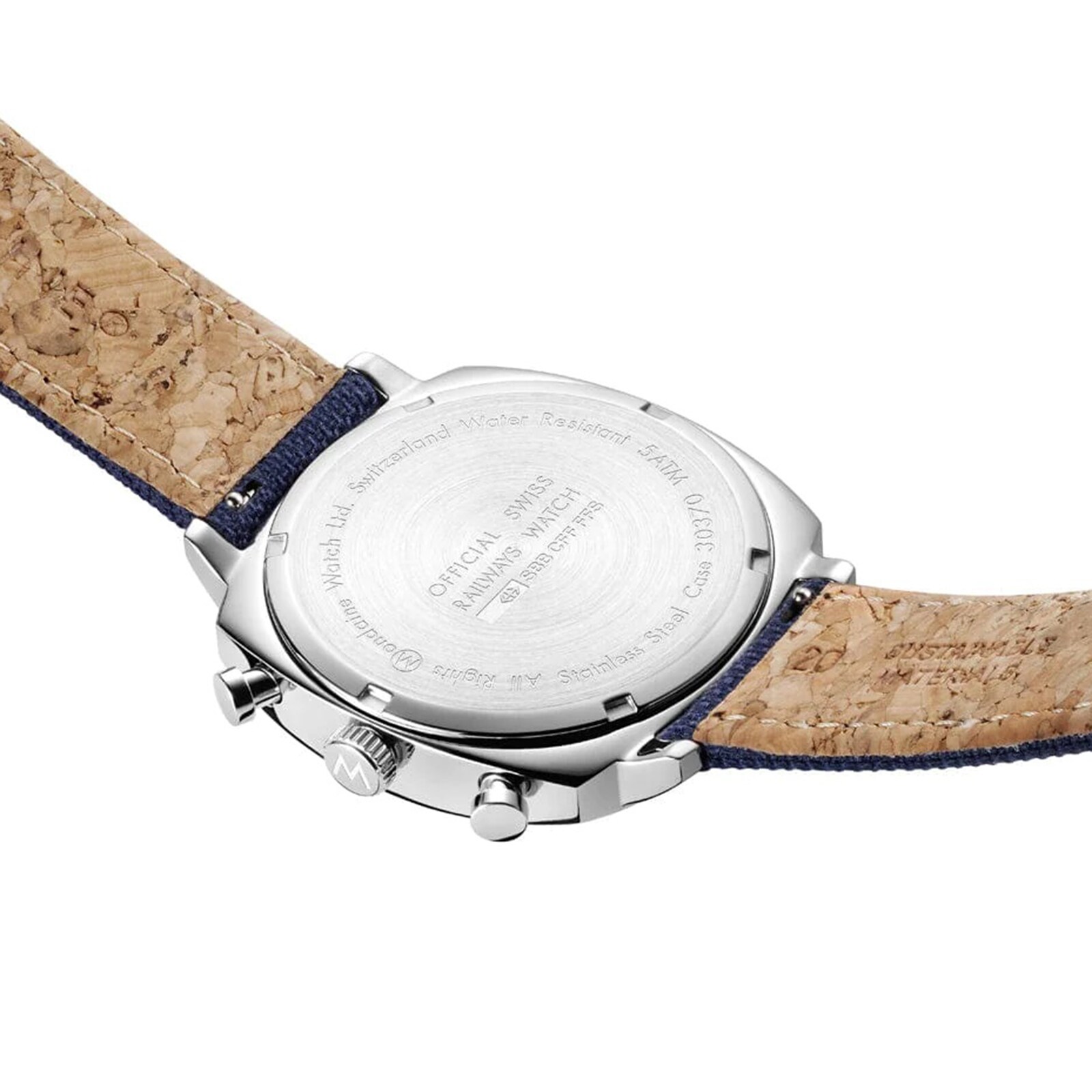 Mondaine Grand Cushion Set 41mm Mens Watch White Blue Strap Mondaine Grand Cushion Set 41mm Mens Watch White Blue Strap