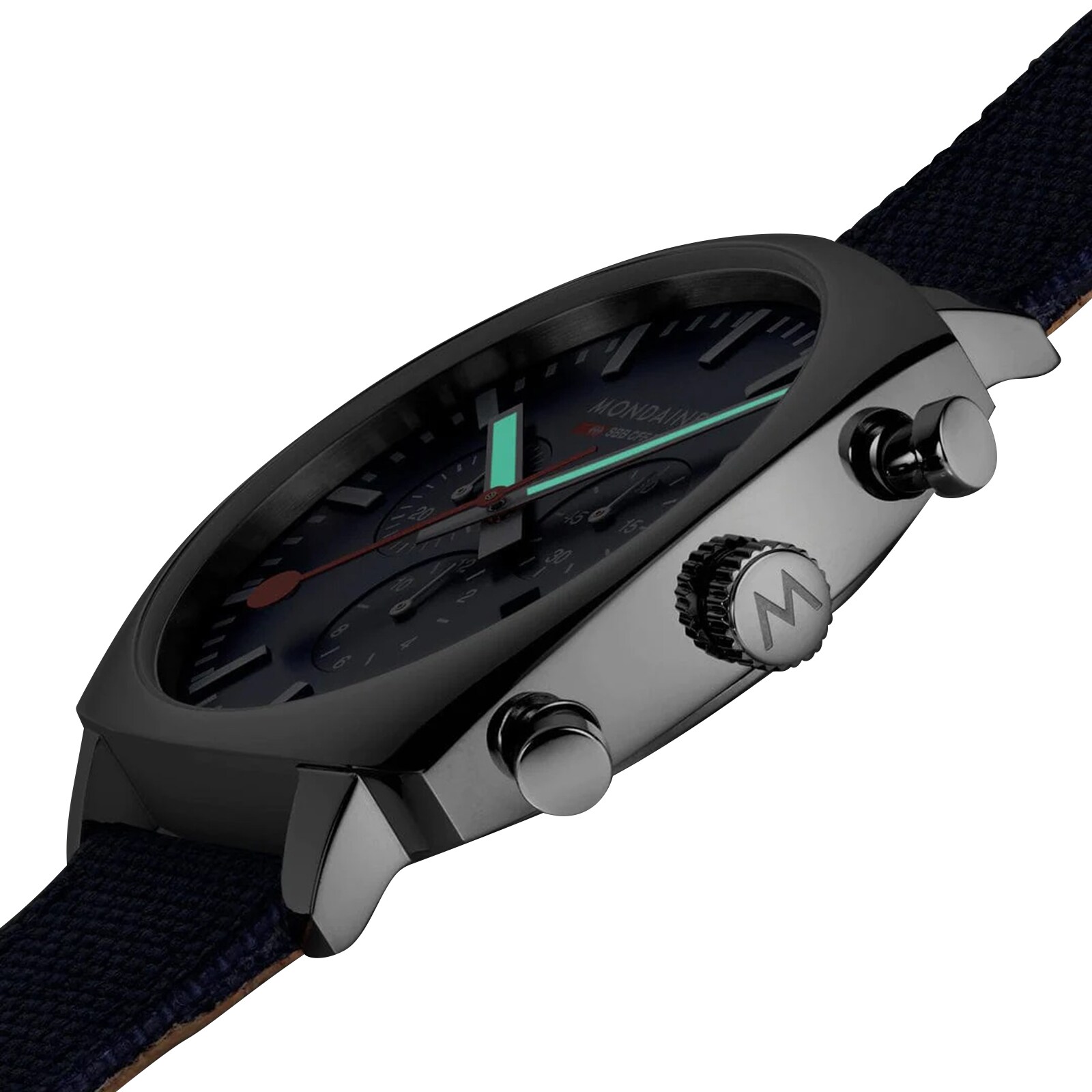 Mondaine Grand Cushion Set 41mm Mens Watch White Blue Strap Mondaine Grand Cushion Set 41mm Mens Watch White Blue Strap