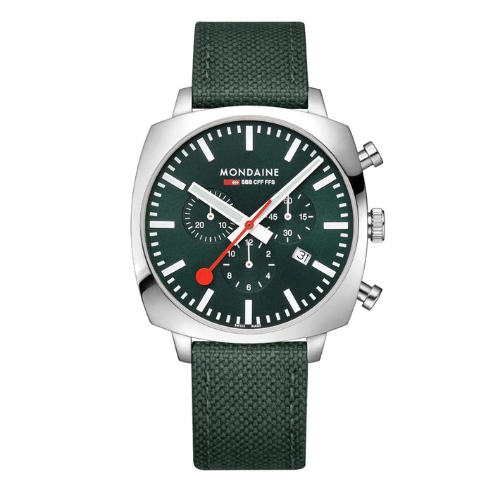 Mondaine Grand Cushion Set 41mm Mens Watch Green