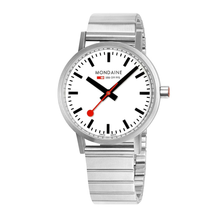 Mondaine Classic 40mm Unisex Watch White Stainless Steel