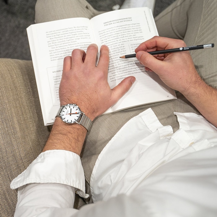 Mondaine Classic 40mm Unisex Watch White Stainless Steel