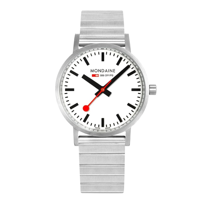 Mondaine Classic 40mm Unisex Watch White Stainless Steel
