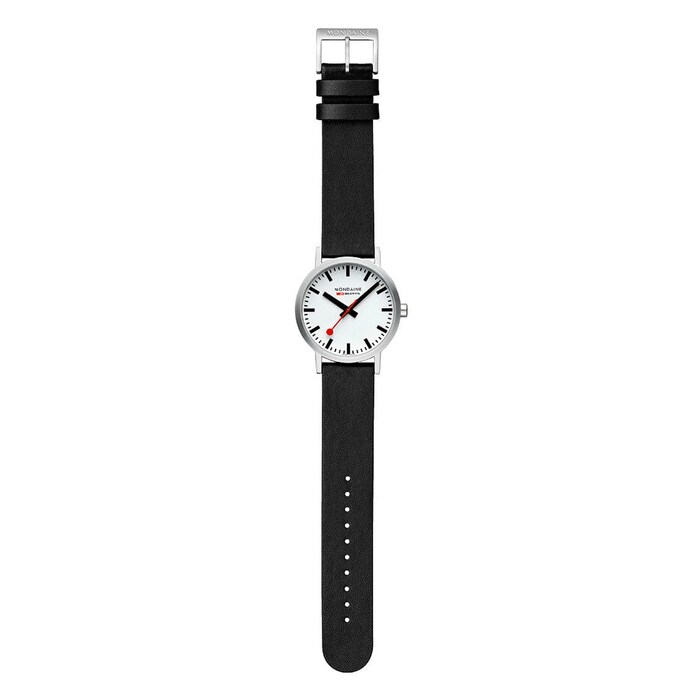 Mondaine Classic 40mm Unisex Watch White Black Strap