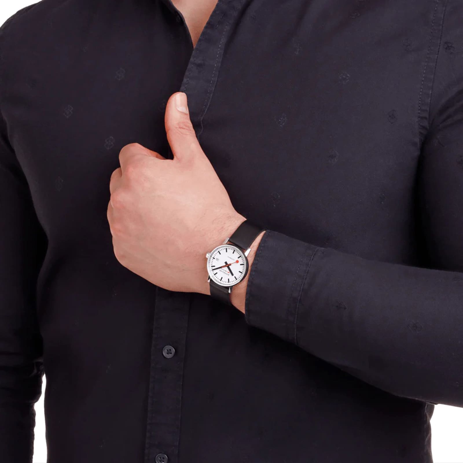 Mondaine Evo2 Automatic 35mm Unisex Watch White Black Strap Mondaine Evo2 Automatic 35mm Unisex Watch White Black Strap