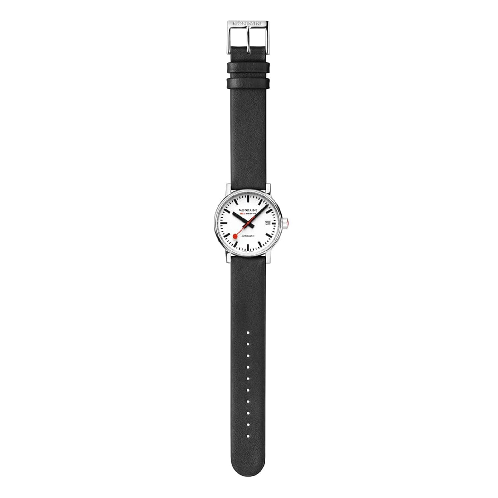 Mondaine Evo2 Automatic 35mm Unisex Watch White Black Strap Mondaine Evo2 Automatic 35mm Unisex Watch White Black Strap