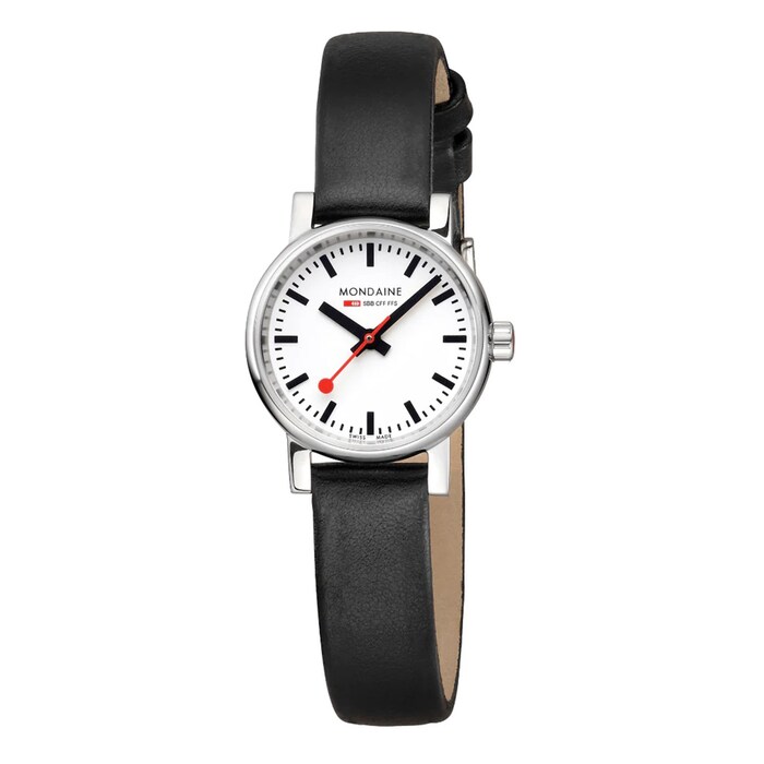 Mondaine Evo2 26mm Ladies Watch White Black Strap