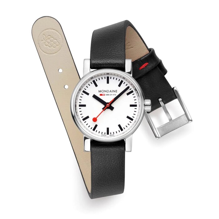 Mondaine Evo2 26mm Ladies Watch White Black Strap