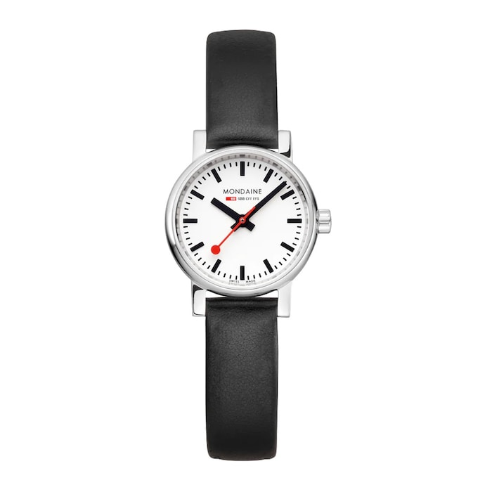 Mondaine Evo2 26mm Ladies Watch White Black Strap