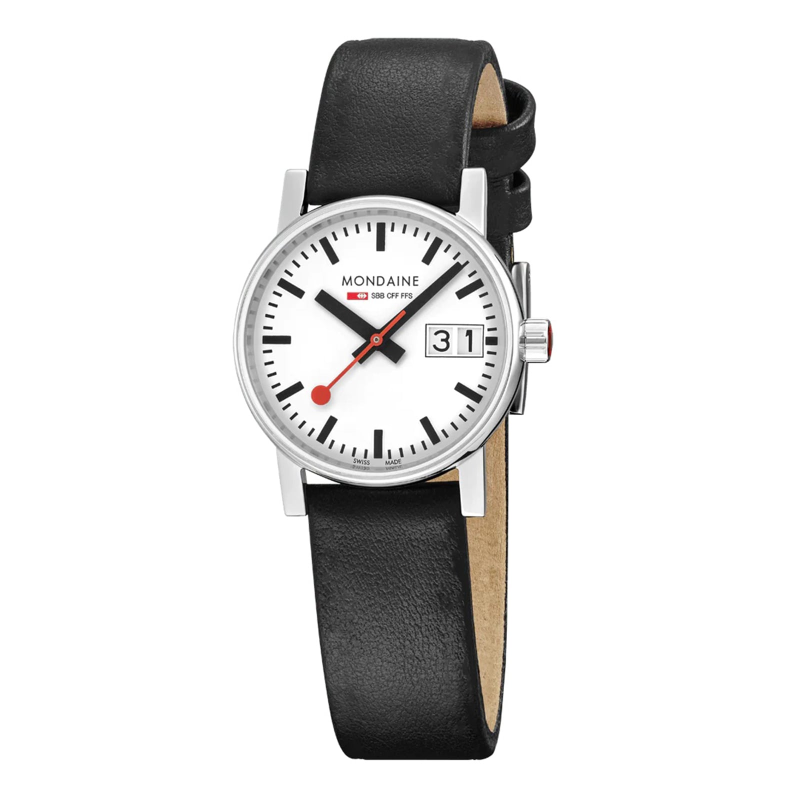 Mondaine Evo2 30mm Ladies Watch White Black Strap