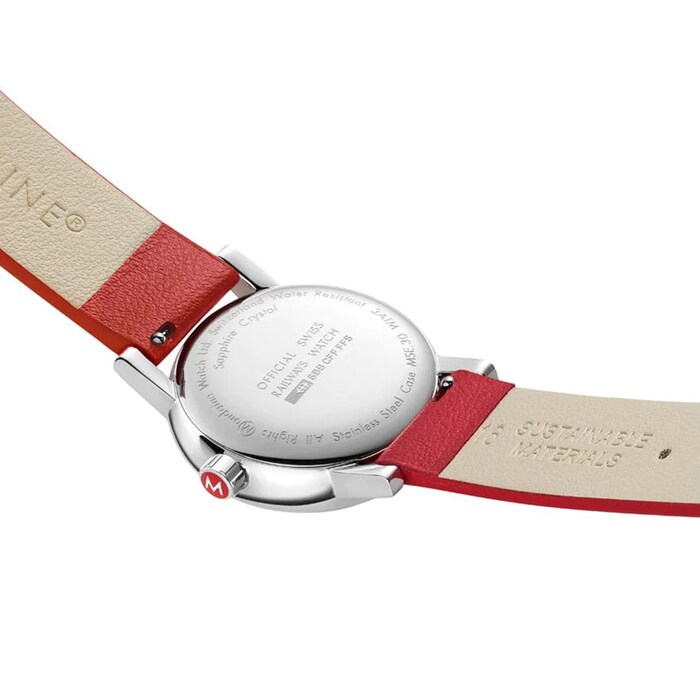 Mondaine Evo2 date 30mm Ladies Watch White Red Strap