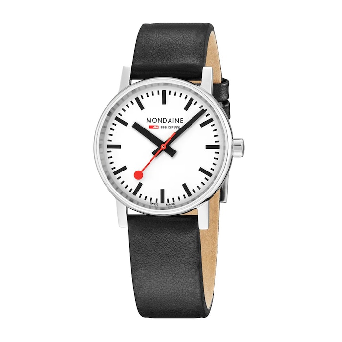 Mondaine Evo2 35mm Unisex Watch White Black Strap