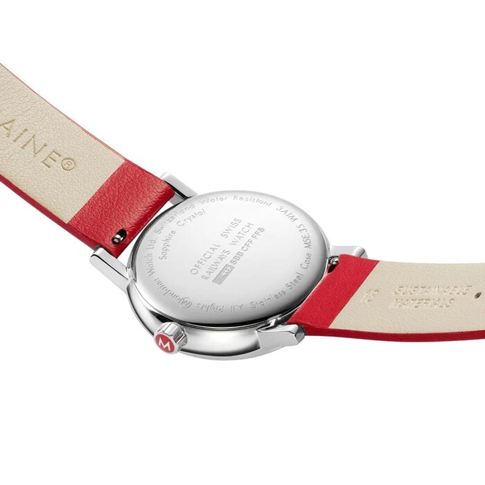 Mondaine Evo2 35mm Unisex Watch White Red Strap