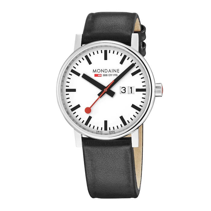 Mondaine Evo2 40mm Unisex Watch White Black Strap