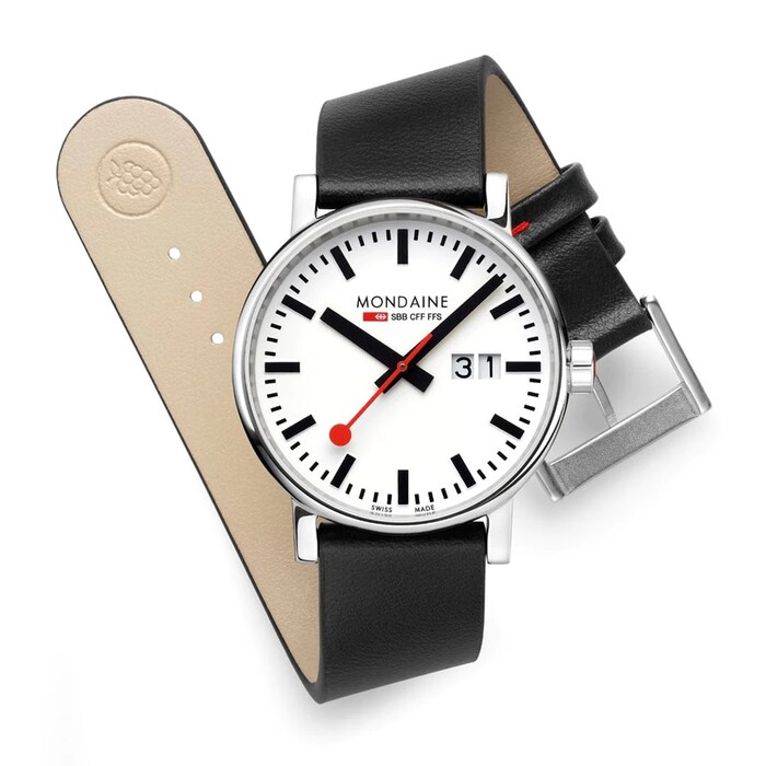 Mondaine Evo2 40mm Unisex Watch White Black Strap