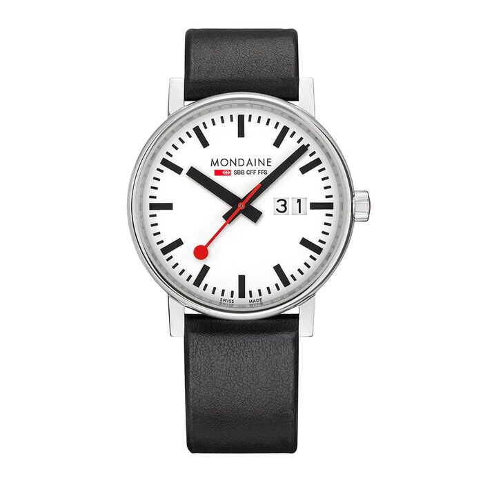 Mondaine Evo2 40mm Unisex Watch White Black Strap