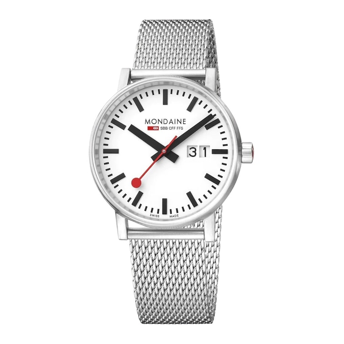 Mondaine Evo2 40mm Unisex Watch White Stainless Steel